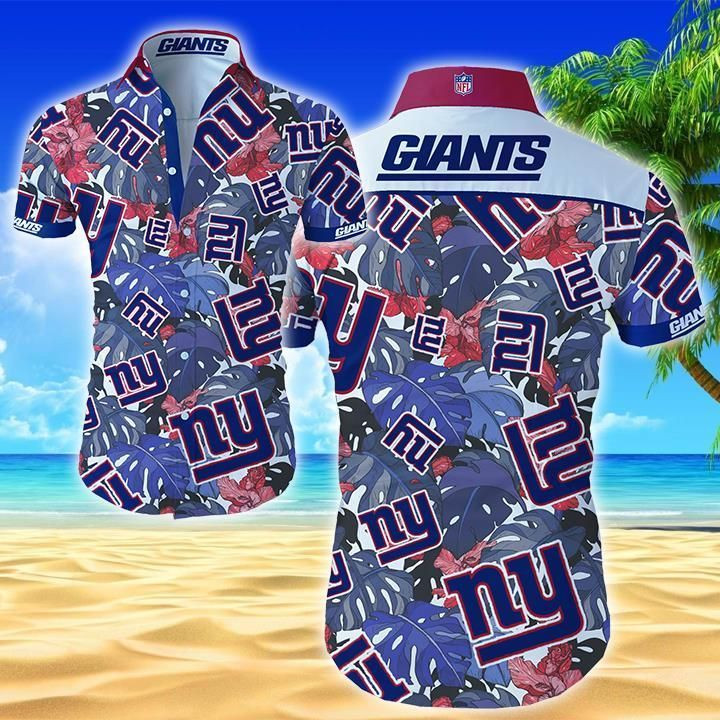 Nfl New York Giants Hawaiian Shirt Summer Button Up Shirt For Men Beach Wear Short Sleeve Hawaii Shirt