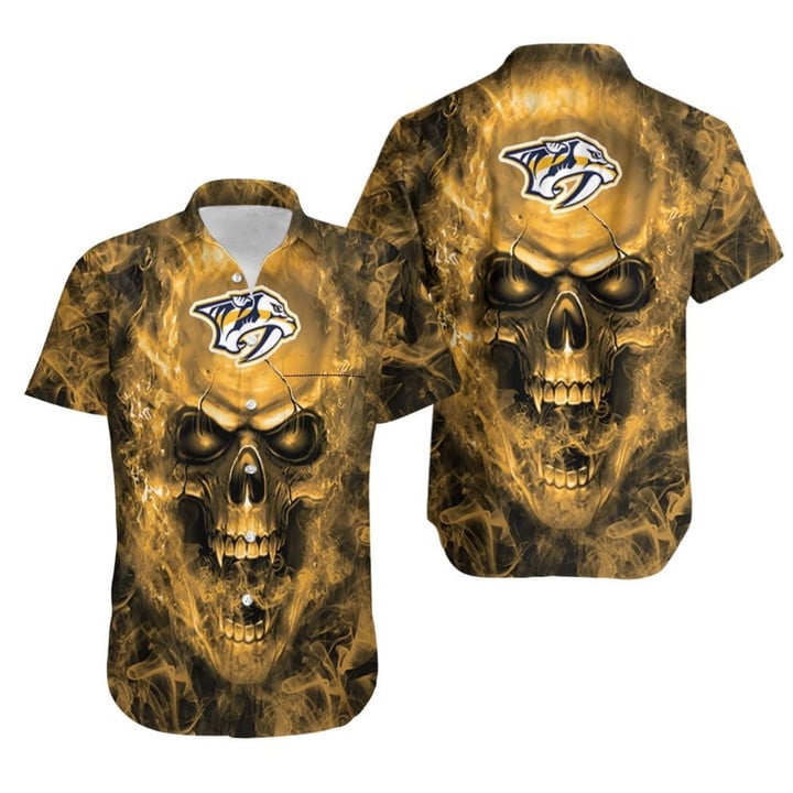 Nashville Predators NHL fan skull Hawaiian Shirt
