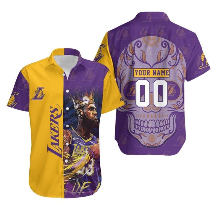 23 Lebron James Los Angeles Lakers Nba Western Conference Skull Personalized Hawaiian Shirt