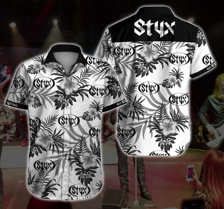 Styx Hawaii Shirt Summer Button Up Shirt For Men Beach Wear Short Sleeve Hawaii Shirt