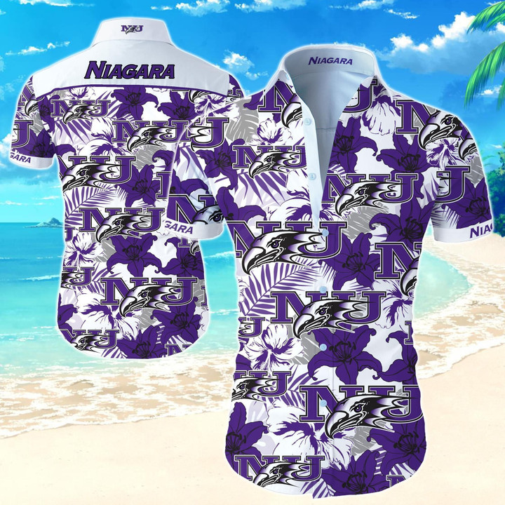 Niagara Purple Eagles Hawaiian Shirt Summer Button Up Shirt For Men Beach Wear Short Sleeve Hawaii Shirt