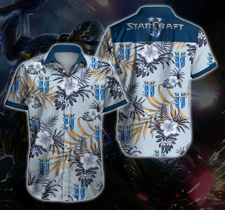 Starcraft Hawaii Shirt Summer Button Up Shirt For Men Beach Wear Short Sleeve Hawaii Shirt