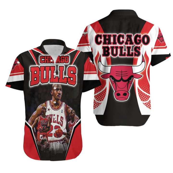 Michael Jordan 23 Chicago Bulls Fire Ball Hawaiian Shirt