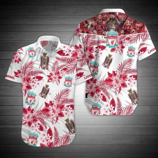 Liverpool FC 3D Hawaiian Shirt White Men Women Beach Wear Short Sleeve Hawaii Shirt