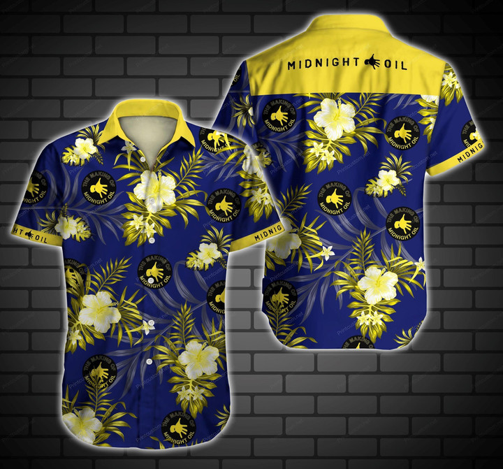 Midnight Oil Hawaii Shirt Summer Button Up Shirt For Men Beach Wear Short Sleeve Hawaii Shirt