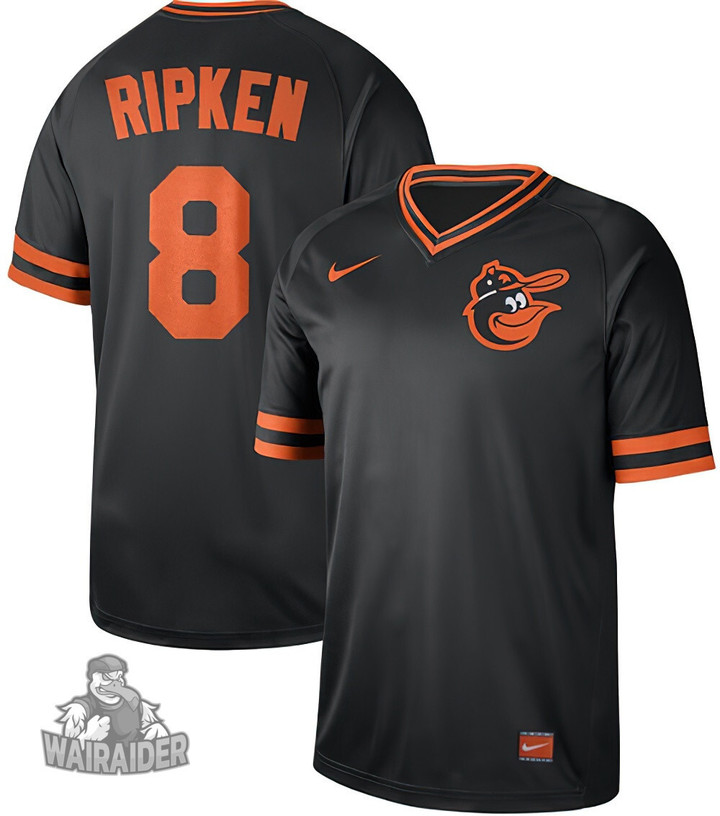 Orioles #8 Cal Ripken Black Cooperstown Collection Stitched Baseball Jersey