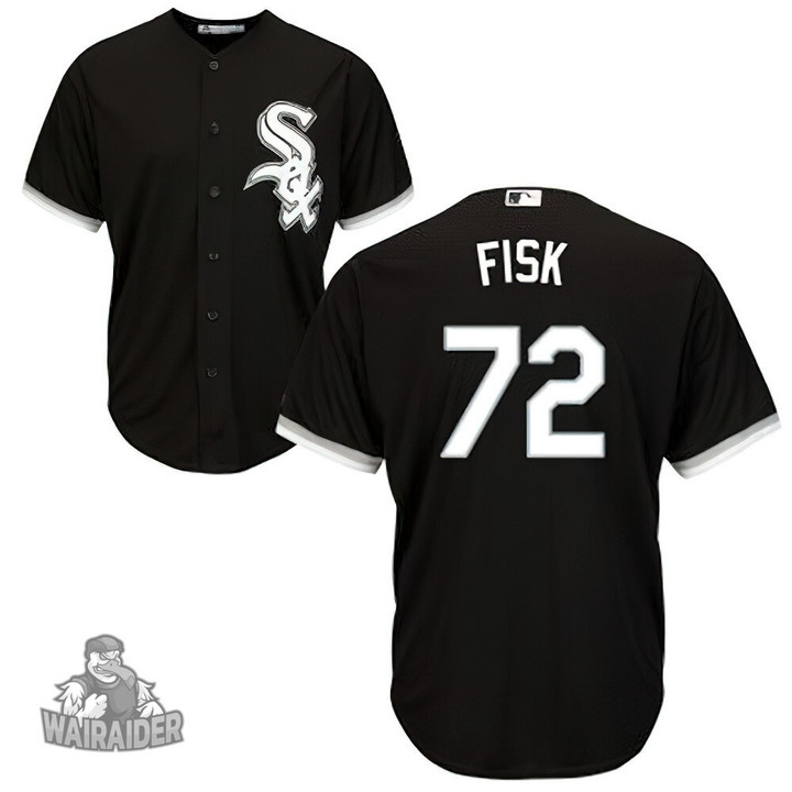 White Sox #72 Carlton Fisk Black Alternate Stitched Baseball Jersey