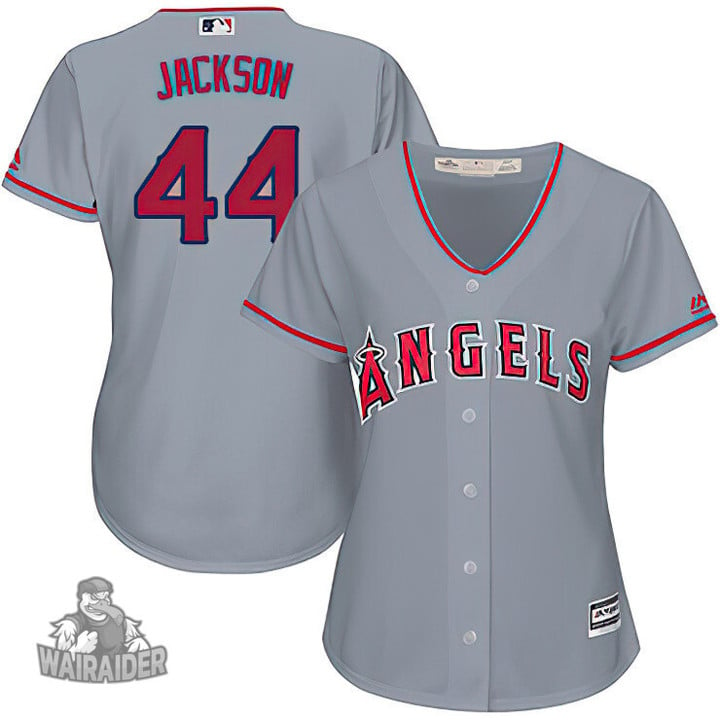 Angels #44 Reggie Jackson Grey Road Women's Stitched Baseball Jersey