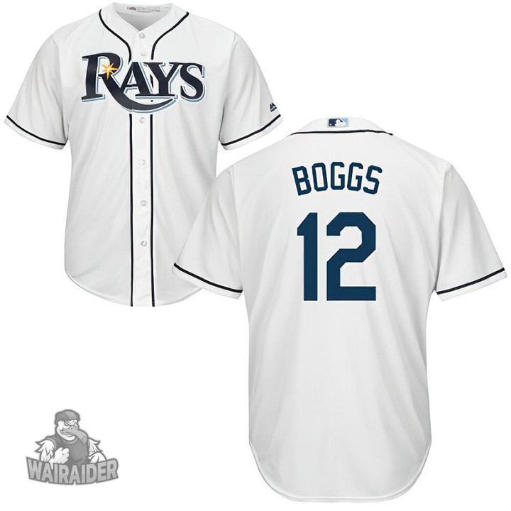 Rays #12 Wade Boggs White Stitched Baseball Jersey