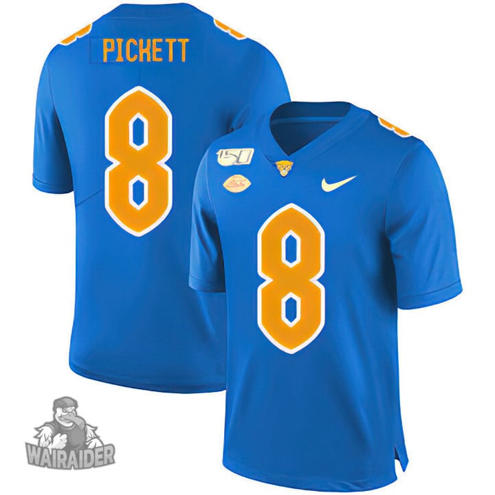 Pittsburgh Panthers 8 Kenny Pickett Blue 150th Anniversary Patch College Football Jersey
