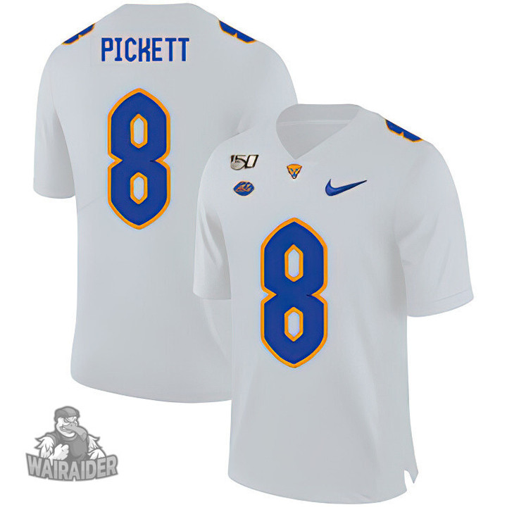 Pittsburgh Panthers 8 Kenny Pickett White 150th Anniversary Patch College Football Jersey