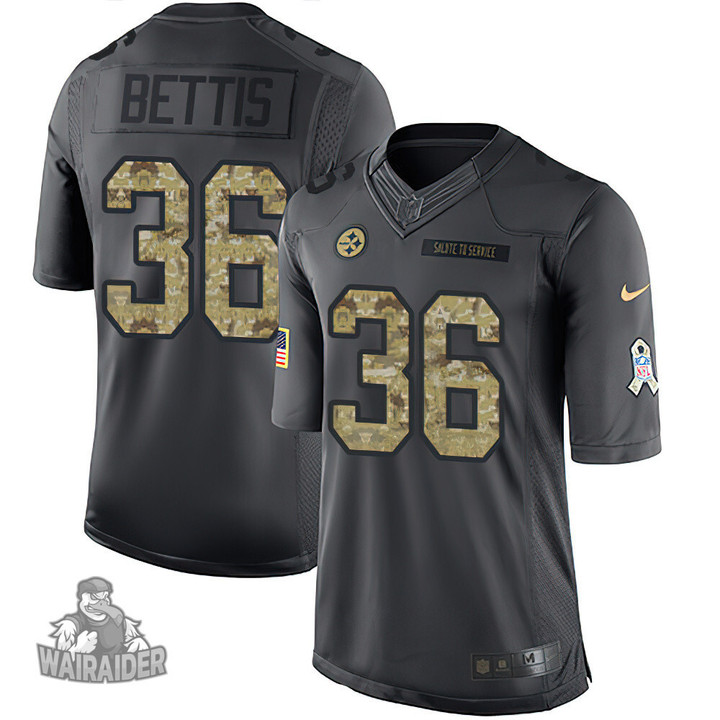 Men's Pittsburgh Steelers #36 Jerome Bettis Black Anthracite 2016 Salute To Service Stitched NFL Nike Limited Jersey