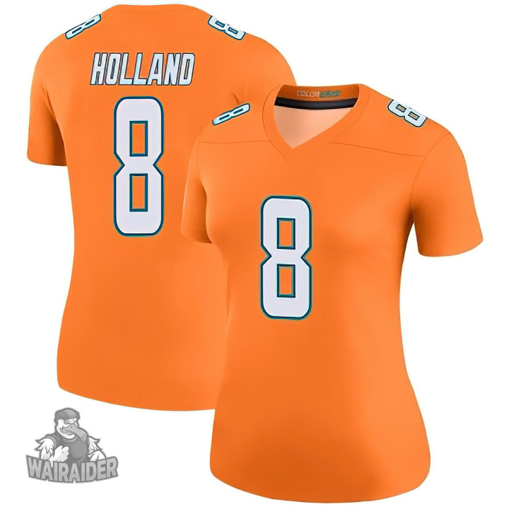 Women's Jevon Holland Orange Version Miami Dolphins Jersey