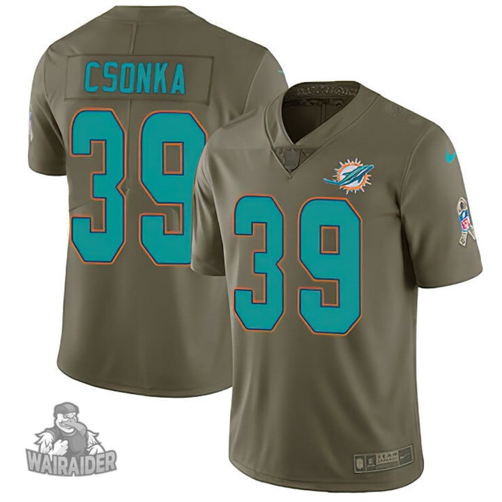 Miami Dolphins #39 Larry Csonka Olive Men's Stitched NFL Limited 2017 Salute to Service Jersey