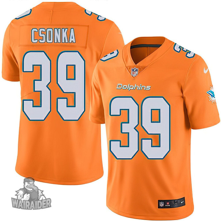 Miami Dolphins #39 Larry Csonka Orange Men's Stitched NFL Limited Rush Jersey