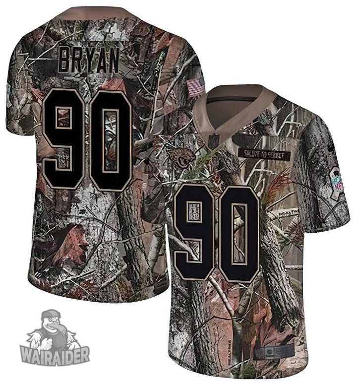 Jaguars #90 Taven Bryan Camo Men's Stitched NFL Limited Rush Realtree Jersey
