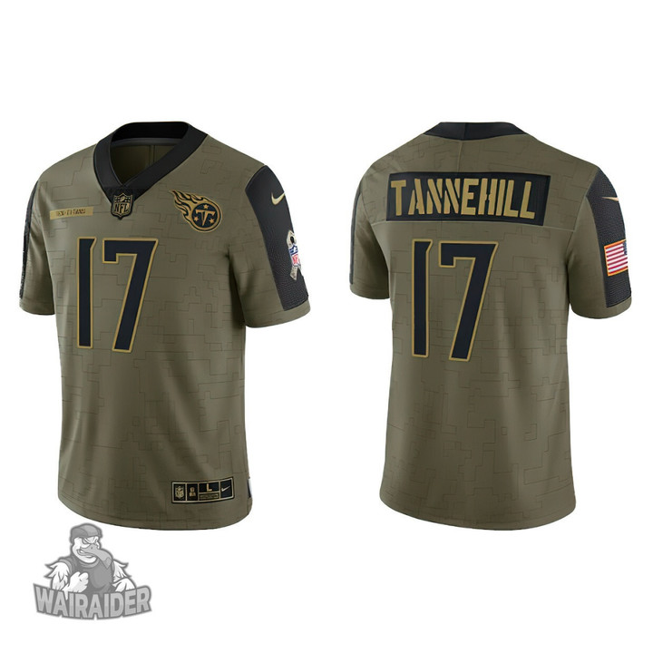 Men's Tennessee Titans Ryan Tannehill Olive 2021 Salute To Service Jersey