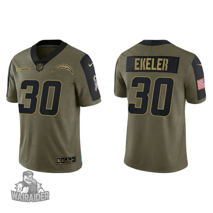 Men's Los Angeles Chargers Austin Ekeler Olive 2021 Salute To Service Jersey