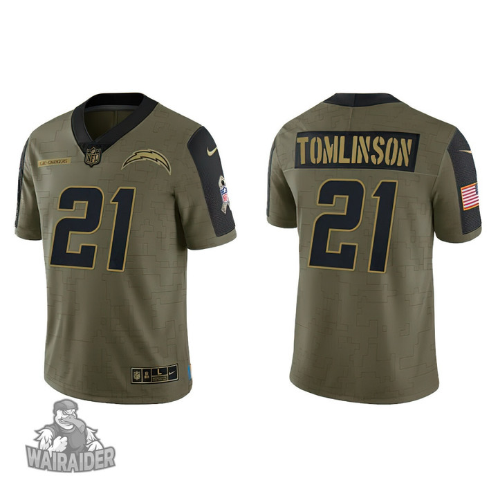 Men's Los Angeles Chargers LaDainian Tomlinson Olive 2021 Salute To Service Jersey