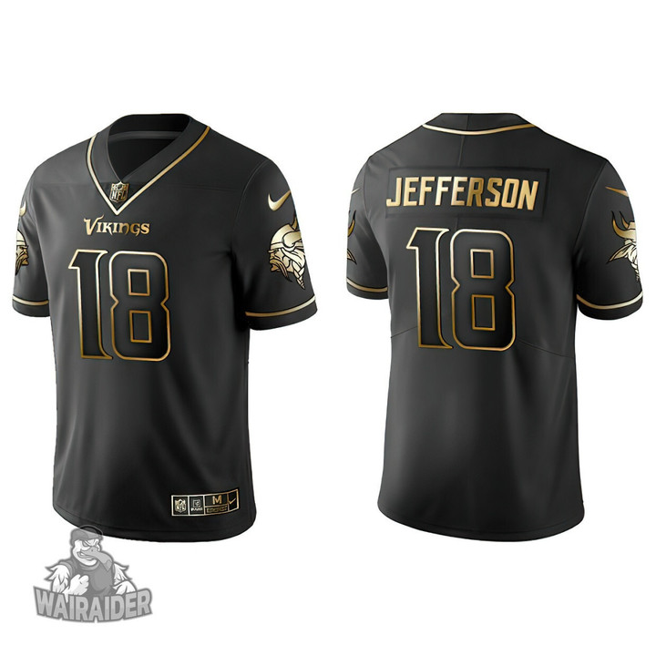 Men's Minnesota Vikings Justin Jefferson Black Golden Edition Jersey