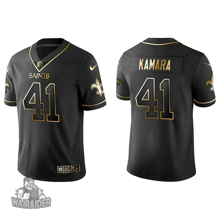 Men's New Orleans Saints Alvin Kamara Black Golden Edition Jersey