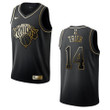 Men's New York Knicks #14 Allonzo Trier Golden Edition Jersey - Black , Basketball Jersey