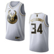 Men's Milwaukee Bucks #34 Giannis Antetokounmpo Golden Edition Jersey - White , Basketball Jersey