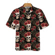 Skull Rose Vintage Hawaiian Shirt, Red Roses Gothic Skull Shirt