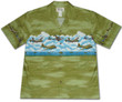 Pacific Wings Green Hawaiian Shirt