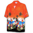 Parrot Island Orange Hawaiian Shirt