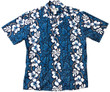 White Hibiscus Panel Blue Hawaiian Shirt