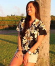 Tropic Fever Black Fitted Women's Hawaiian Shirt