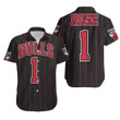 Chicago Bulls Derrick Rose 1 Nba Throwback Red Stripes Black Jersey Inspired Hawaiian Shirt