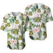 Baby Yoda Hugging Kiwis Seamless Tropical Flowers And Green Leaves On White Hawaiian Shirt