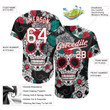 Custom Black White-Red 3D Skull Fashion Authentic Baseball Jersey