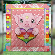 Pig Heart 3D Customized Quilt Blanket Size Single, Twin, Full, Queen, King, Super King  