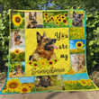 German Shepherd And Sunflower 3D Quilt Blanket Size Single, Twin, Full, Queen, King, Super King  