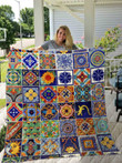 Mexican Talavera Tiles 3D Quilt Blanket Size Single, Twin, Full, Queen, King, Super King  