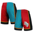 Detroit Pistons  Hardwood Classics 1998 Split Swingman Shorts - Teal/Red