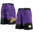 Los Angeles Lakers  Hardwood Classics Terry Tie-Dye Shorts - Black/Purple