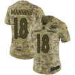 Broncos #18 Peyton Manning Camo Women's Stitched NFL Limited 2018 Salute To Service Jersey