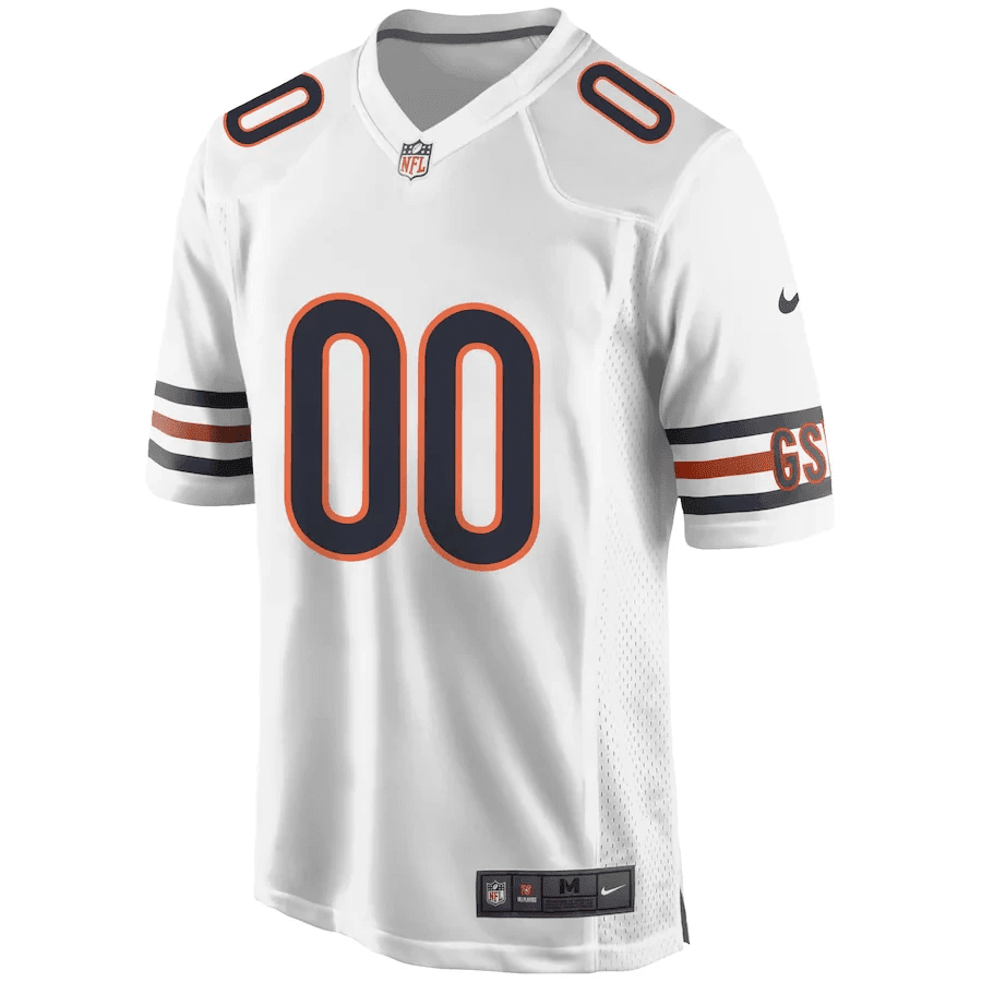 Youth's Chicago Bears Road Custom Game Jersey - White