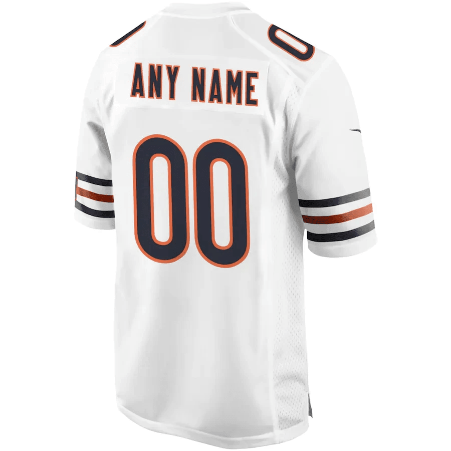 Youth's Chicago Bears Road Custom Game Jersey - White