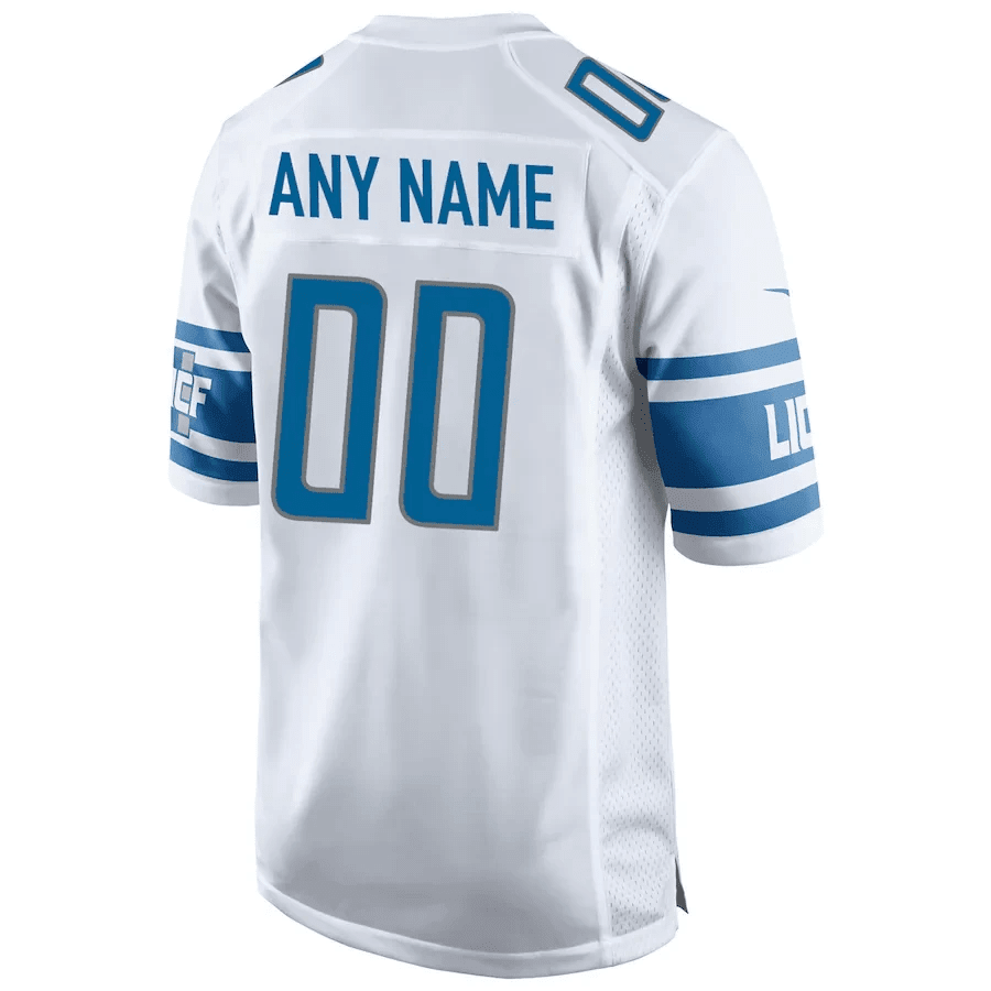 Youth's Detroit Lions Road Custom Game Jersey - White