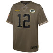Youth's Aaron Rodgers Green Bay Packers 2022 Salute To Service Limited Jersey - Olive