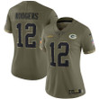 Women's Aaron Rodgers Green Bay Packers 2022 Salute To Service Limited Jersey - Olive
