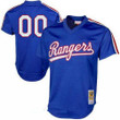 Youth's Texas Rangers Royal Blue Mesh Batting Practice Throwback Majestic Cooperstown Collection Custom Baseball Jersey