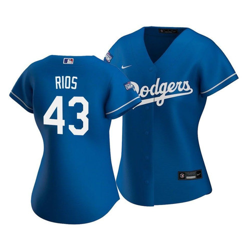 Dodgers Edwin Rios #43 2020 World Series Champions Royal Alternate Women's Replica Jersey