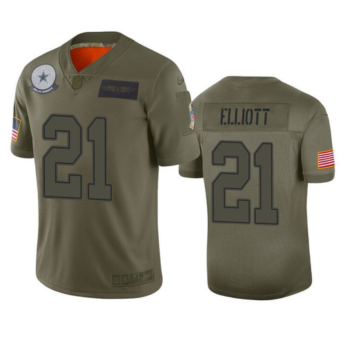 Dallas Cowboys Ezekiel Elliott Camo 2019 Salute to Service Limited Jersey