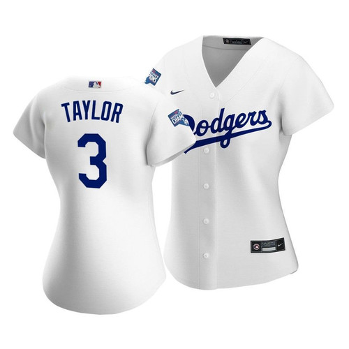 Dodgers Chris Taylor #3 2020 World Series Champions White Home Women's Replica Jersey